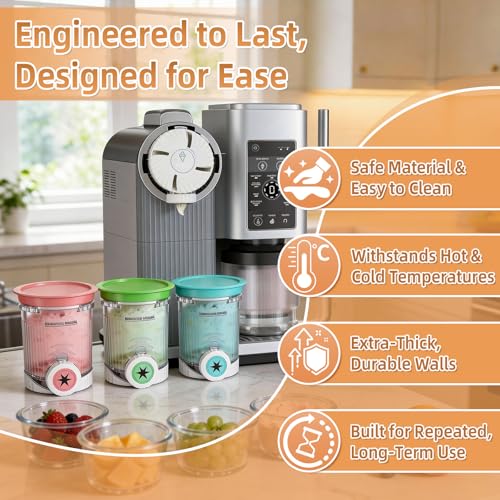 Hejo 4 Pcs Ninja Ice Cream Swirl Jar, 480ML Container for Ninja Creami for NC700 NC701, Ice Cream Trays with Lid and Spoon, Accessories for Ice Cream Swirl