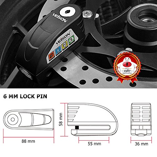 image for VEISON Acekit Brake Disc Lock 6MM Lock Pin with Remind Cable for Motor