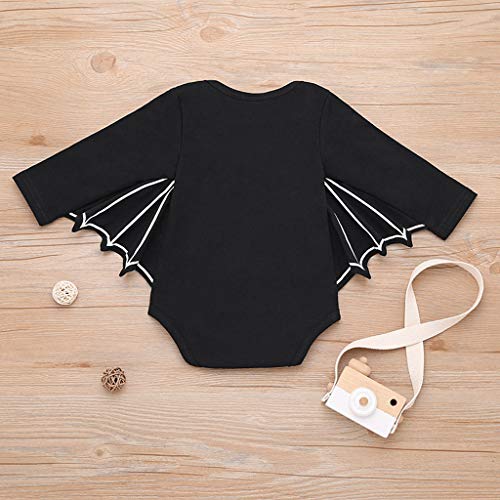 Infant Boys Girls Halloween Bat Wings Romper Tops Hat Cosplay Costume Outfits Set - Thumbnail 2