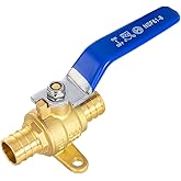 EFIELD 1-inch Pex Crimp Shut-off Brass Ball Valve with Drop-ear, Blue Levels, ASTM F1807, No Lead (1),(VALVE416)