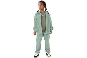 CM C&M WODRO AFUKUIA Girls Solid Jogger Set Active Zipper Long Sleeve Hoodie Sweatshirt and Sweatpants Kid Tracksuit Outfit