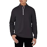 KIRKLAND Signature Men's UPF 50+ Stretch 1/2 Zip Pullover (US, Alpha, Small, Regular, Regular, Black)
