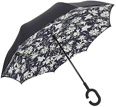 Yeipis Inverted Umbrella Double Layer Reverse folding Car Umbrella (Flower)