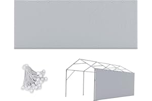 ADVANCE OUTDOOR Replacement Sidewall Tarp for 10x20 ft and 12x20 ft Carport Canopy with Ball Bungees, Gray, One Sidewll Panel Only