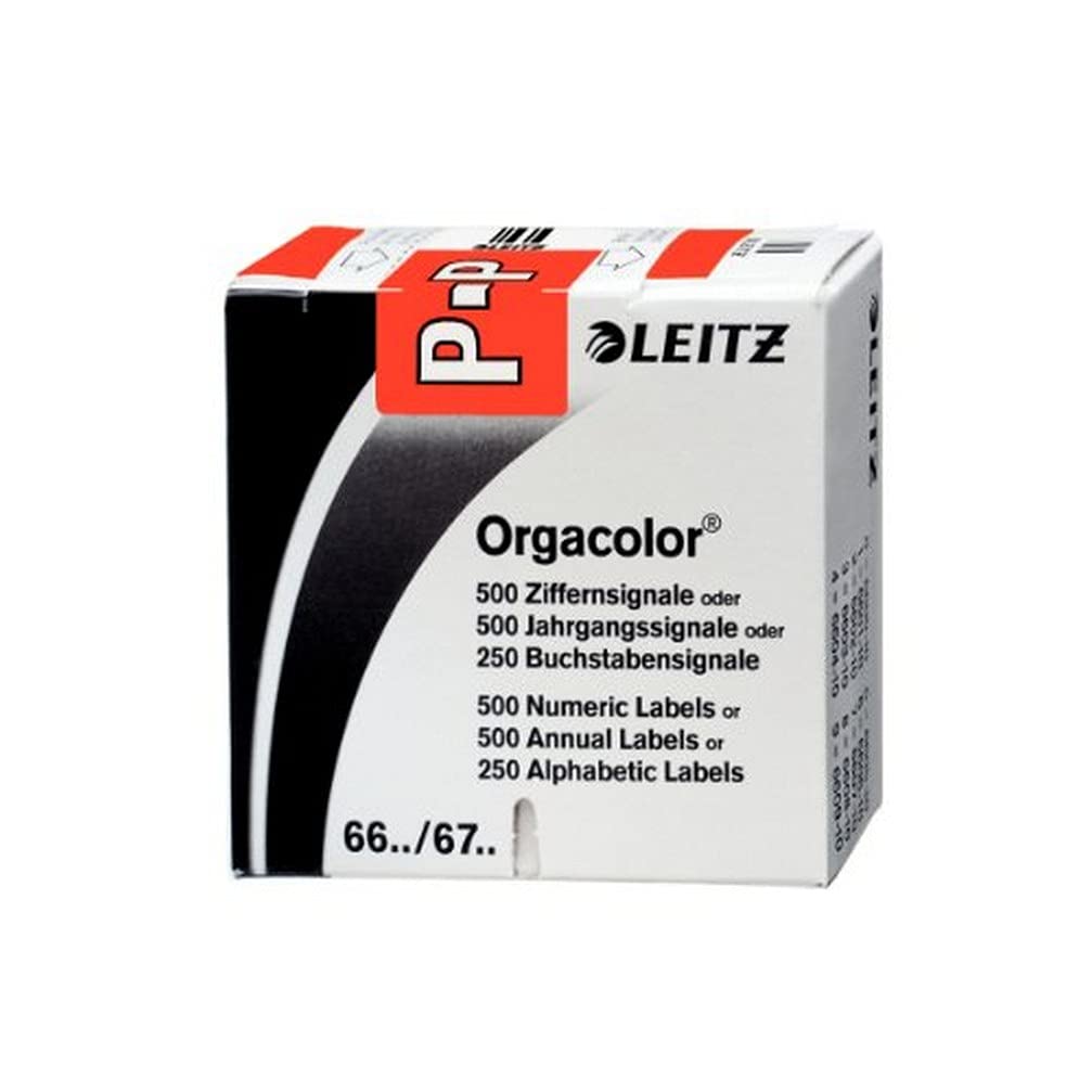 Leitz Orgacolor 66251000 Number Sign Card "P" Pack of 250 Red