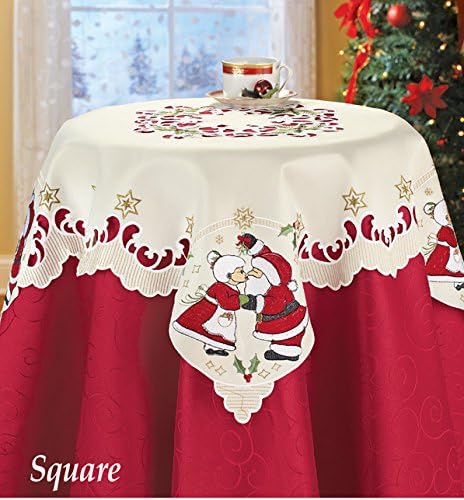 Mr. and Mrs. Santa Claus Kissing Couple Table Square