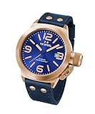 TW Steel CS61 Men's Canteen Leather Blue Dial Rose Gold Steel Blue Strap Watch
