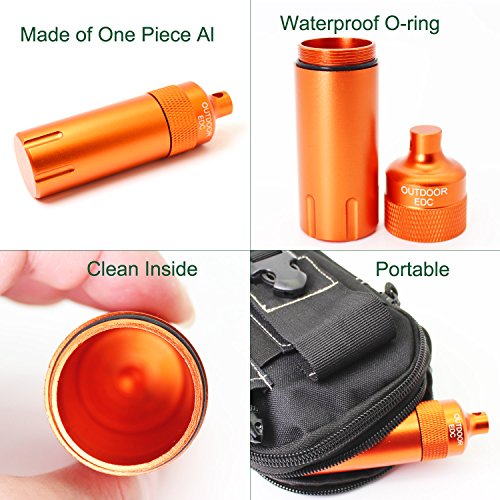 PPFISH 3 PCS Military Grade Air-Tight EDC Accessory Case, Pill Fob Capsule Keychain, Waterproof Match Case Battery Holder, Outdoor Survival Storage Metal Container Dry Box - Thumbnail 2