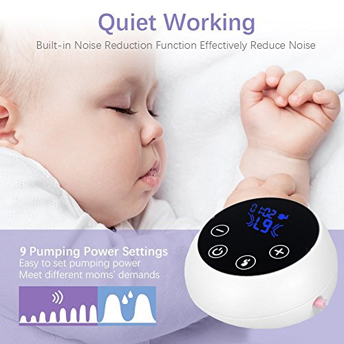 Raicy Electric Breast Pump, Pumping Breast Milk, Comfort Breastfeeding Portable Single Baby Breast Pump for Travel with HD LED Display
