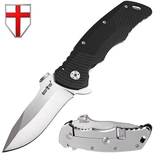 Outdoor Knife - Folding Knife - EDC and Tactical Classic Pocket Knives Stainless Steel Blade with Black G-10 Handle - Best Strong Urban Tourist Fold Knife for Travel and Hiking - Grand Way 01176