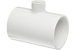 Spears 402 Series PVC Pipe Fitting, Tee, Schedule 40, White, 1-1/2" Socket x 1/2" NPT Female