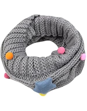 Boys Girls Knitted Wool O Neck Scarves Shawl colorful Ball Star Decor Neckerchiefs