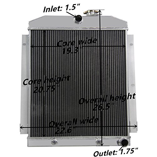 Primecooling 62MM 4 Row Core Aluminum Radiator for Chevrolet Trucks 1947-1954