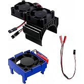 VXL-3s ESC Cooling Fan and Motor Cooling Fan Dual Fan Set Compatible with 1/10 Traxxas Slash 4&times;4 VXL Rustler 4X4 Stampede 4X4 Hoss 4&times;4 Velineon VXL-3s Heat Sink, Black