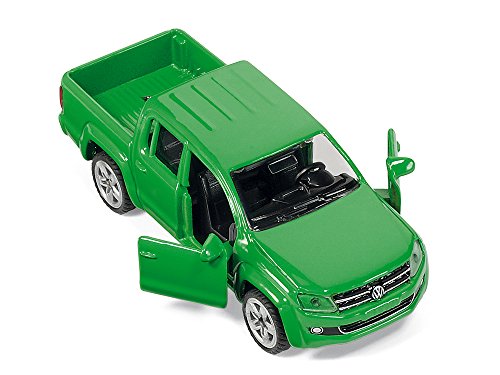 siku 2548, Pick-Up mit Anhänger und Snowmobil, 1:55, Metall/Kunststoff, Grün/Gelb, Kippbarer Anhänger – Bild 3