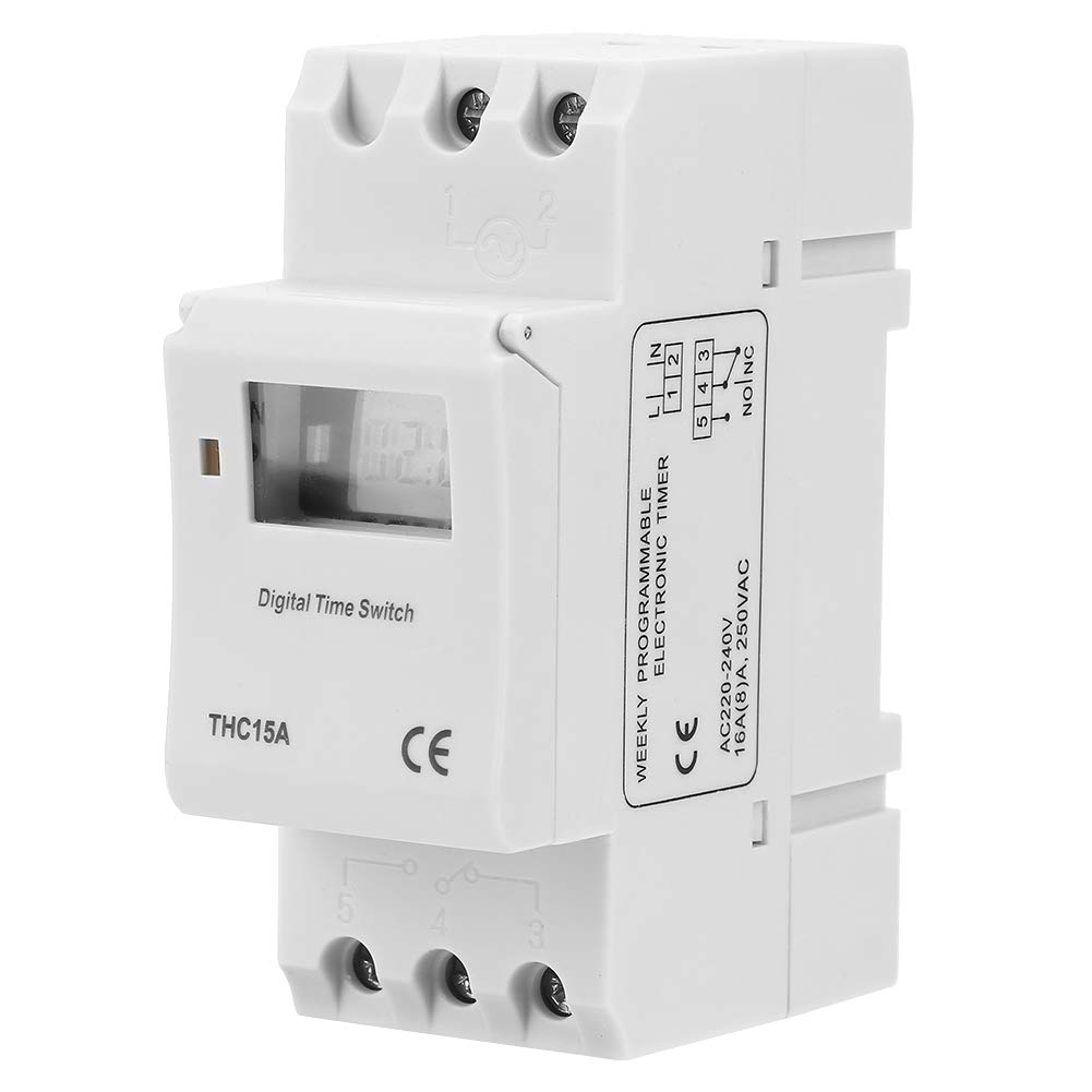 THC15A Digital LCD Display Programmable Timer Relay,Weekly Digital Timer Switch,DIN Rail Mounting,Timing Relay Switch, for Lamp, Water Heater, Air Conditioner, Billboard, Electric Cooker