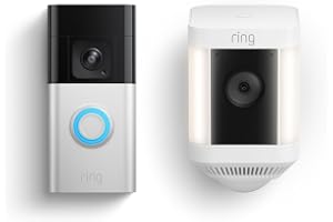 Ring Battery Doorbell Pro with Ring Spotlight Cam Plus, White