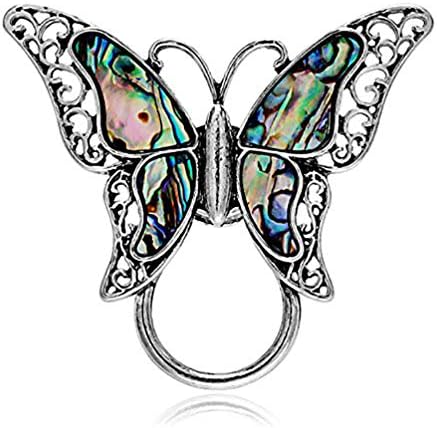 TUSHUO Elegant Pretty Travelling Butterfly Shell Holiday Regular Eyeglasses Sunglasses Reading Glasses Holder Magnetic Brooch or Chic ID Badge Retractable Badge Holder for Work Pin Beautiful