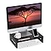 SONGMICS Bamboo Wood Monitor Computer Riser with Storage Organizer Office Desk Laptop Cellphone TV Printer Desktop Container Black ULLD211BK