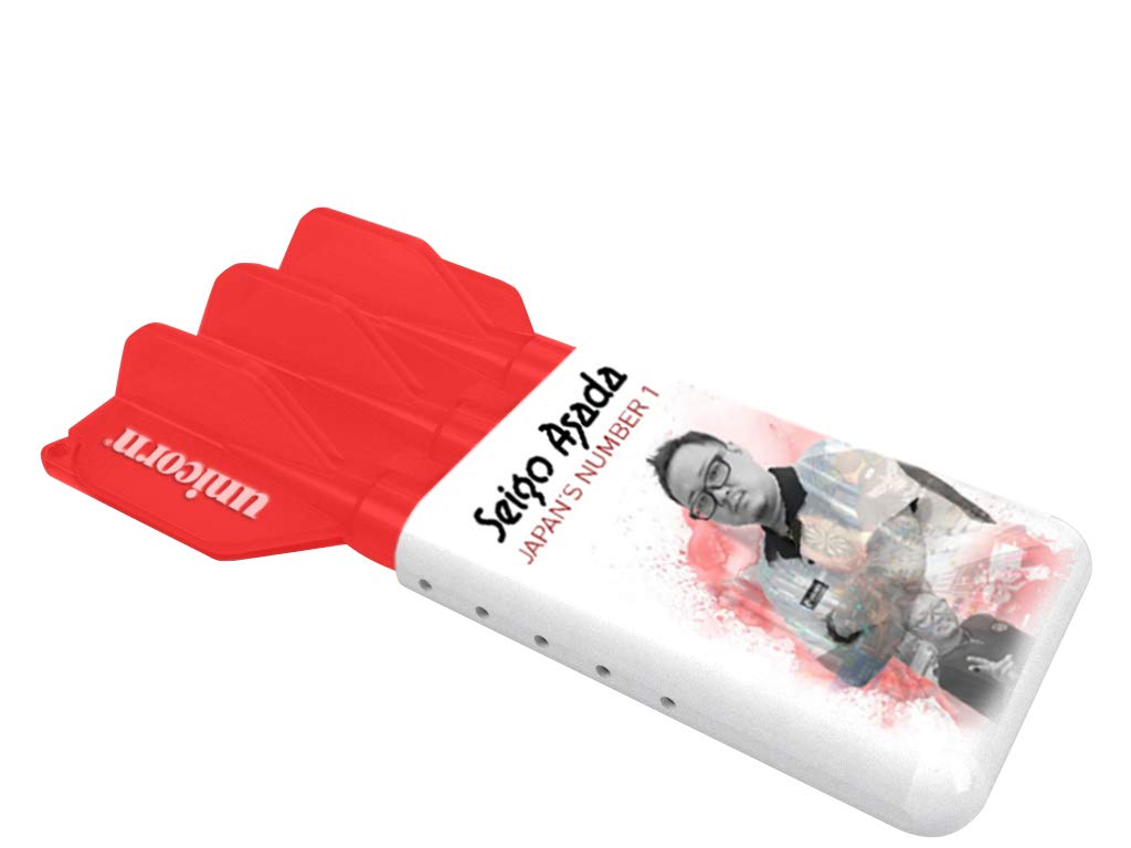 Unicorn Seigo Asada Slider Darts Case | Holds 1 Fully Loaded Set of Darts | Adjustable to 160mm Long | Red & White | Lanyard & Carabiner