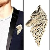 Essencedelight Vintage Wolf Head Lapel Brooch