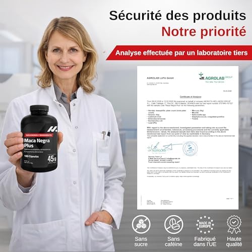 Maca Noire 45.000 mg Équiv. (Extrait 100:1), Black Maca, Zinc - 180 Gélules — photo 8 sur 8