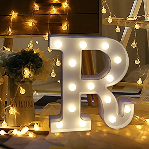 MSOO Remote Control Alphabet Letter Lights LED Light Up White Plastic Letters Standing (R)