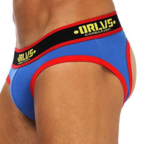 Man Sexy Briefs Underwear,Letter Printed Shorts Jockstrap Bulge Pouch Low Rise Breathable Underpant Bikinis Thongs Blue