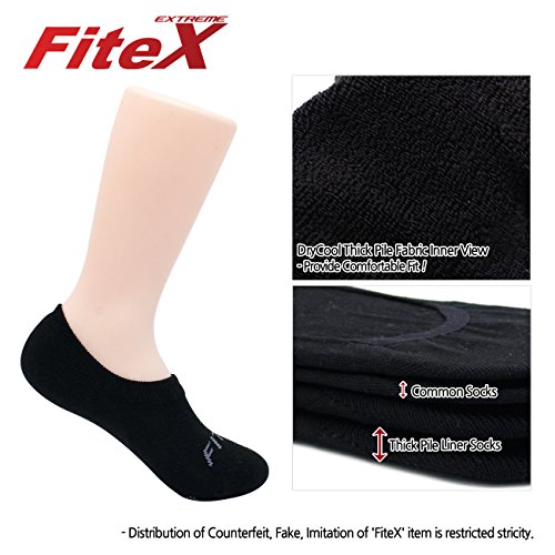 FITEXTREME 3 Pack Womens DryCool Active Sports Thick No Show Socks Non Slip Black S - Thumbnail 3