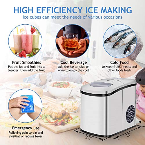 Ice Makers Countertop - Ice Maker Machine,Portable Electric Ice Maker,Counter Top Ice Maker for Home with LED Display,9 Ice Cubes Ready in 8-10 mins,Make 26 Pounds Ice in 24 Hrs