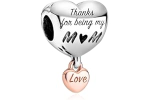 VALGACLS Mom Wife Daughter Love Heart Wedding Rings Charms 925 Sterling Silver Charms for Bracelets Necklace Valentine's Day Mother's Day Jewelry Charm for Women