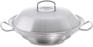 Fissler original-profi collection / Edelstahl-Wok (Ø 35 cm) große Wok-Pfanne unbeschichtet, Asiapfanne mit Metall-Deckel, alle Herdarten - auch Induktion