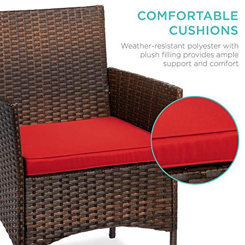 Best Choice Products 3Piece Outdoor Wicker Conversation Bistro Set, Space Saving Patio