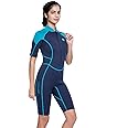 Jsnorklet Womens Wetsuit Shorty, 3mm Front Zipper Neoprene Diving Suits for Diving Snorkeling Surfing Swimming