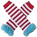 Chiffon Ruffle Halloween Costume Spooky Styles Leg Warmers - One Size - Baby, Toddler, Girl (Thing Red & White Stripe with Blue)