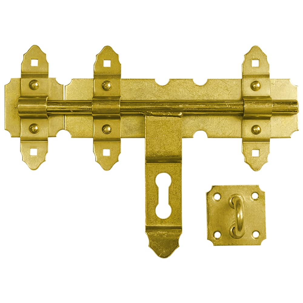 200mm x 200mm Heavy Duty Secure Yellow Galvanised Steel Closing Door Bolt Lock Latch Barrel Sliding Latch Lock for Shed Doors, Gates, Outhouse Doors, Bathroom WCZ (Pack of 1)