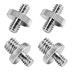 See Mudder 1/ 4 Inch Male to 1/ 4 inch Male Screw 1/ 4 Inch Male to 3/ 8 Inch Male Threaded Screw Adapter for Camera/ Tripod/ Monopod/ Ballhead/ Light Stand (4 Pieces) Details