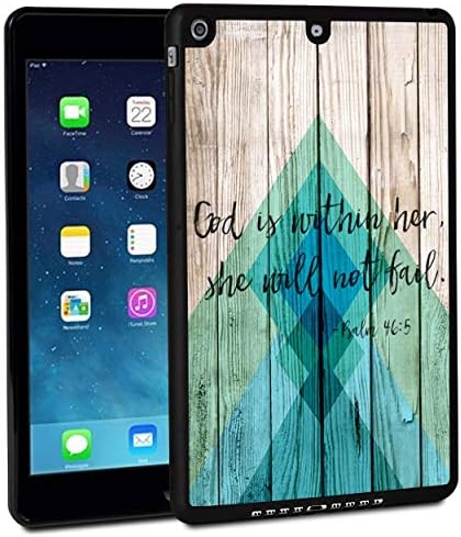 iPad 9.7 Inch 2017 Case,iPad Air Case,Rossy Shockproof Hard Shell Rubber Bumper Protective Case with Christian References Psalm 46:5 Pattern and Kickstand for Apple iPad 9.7 Inch 5th Generation