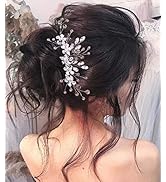 Jeairts Flower Bride Wedding Hair Comb Silver Rhinestone Bridal Hair Pieces Glitter Crystal Weddi...