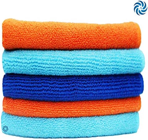 AZUPER Microfiber Cloth Towel for Cleaning Car and Home – 40 x 40 cm or 16” x 16” inch – 350 GSM (Pack of 5)
