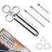 Marinade Meat Injector Kit with 2-Oz Stainless Steel Seasoning Injector + 3 Marinade Needles + 5 Extra O-rings - Flavor Injector Cooking Food Syringe Set for BBQ Turkey Poultry by CaCaCook