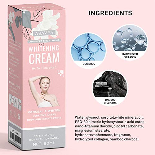 Lightening Cream, Underarm Whitening Cream Effective for Armpit, Knees, Elbows, Sensitive & Private Areas, Whitens, Nourishes, Repairs & Restores Skin
