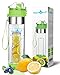 Bottom Loading Fruit Infuser Water Bottle (OneClick Open Lid) - BPA Free Tritan Plastic - Leak Proof - 24oz - Infusion Recipe eBook Included (Green)