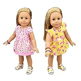 HappyBB Baby Doll Clothes Skirt Fits 14 inches American Girl Doll - 2 PCS Floral Dress