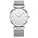 Mens Women Unisex Quartz Analog Watch Waterproof Business Luxury Fashion Simple Design Wristwatch Magnetic Band (Silver)