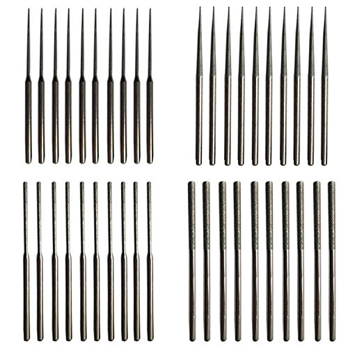 40 Pcs 3mmx31mm Diamond Tipped Coated Mounted Points Grinding Bits 70mm Long