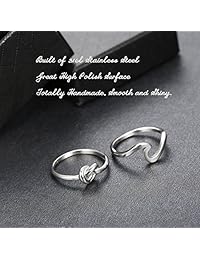 Joerica - Anillos de acero inoxidable para mujer, 2 unidades, tamaño 4-10