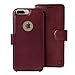 LUPA Wallet Case iPhone 8 Plus, Durable and Slim, Lightweight with Magnetic Closure, iPhone 8 Plus Case with Card Holder, Faux Leather, Burgundy (5.5 Inch Screen)