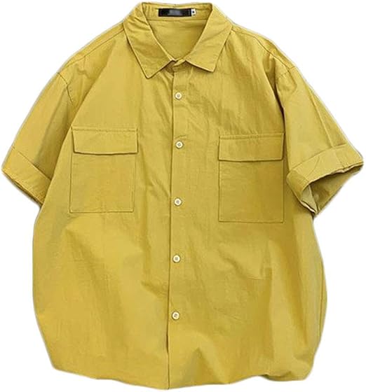 Amazon バンプー 夏服 シャツ メンズ 半袖 開襟シャツ トップス ワイシャツ ビジネス コットン カジュアル 通勤 シンプル おしゃれ コーディネート シャツ 通販