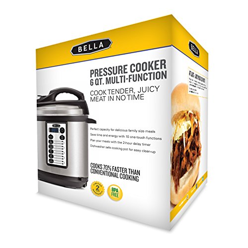 BELLA (14467) 10-In-1 Multi-Use Programmable 6 Quart Pressure Cooker